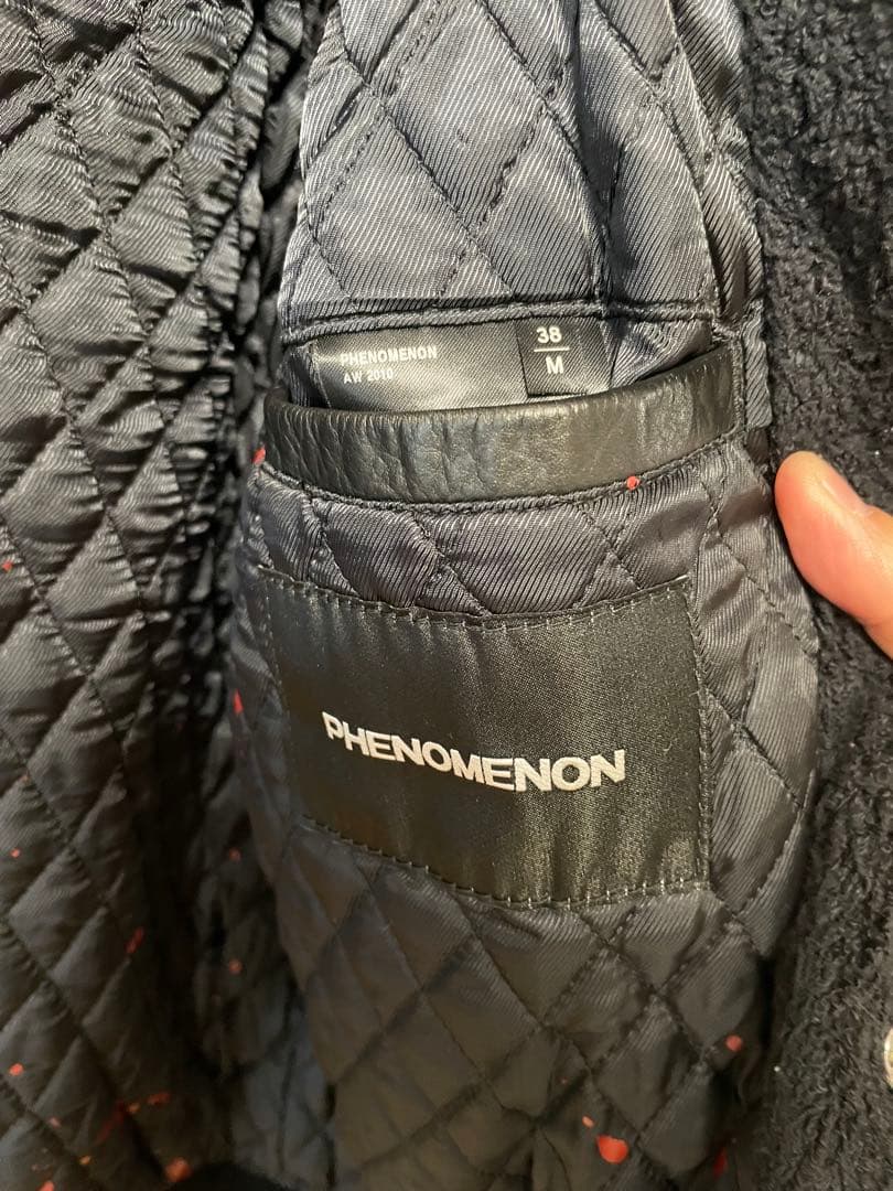 フェノメノン　スタジャン 黒 レザー フリース