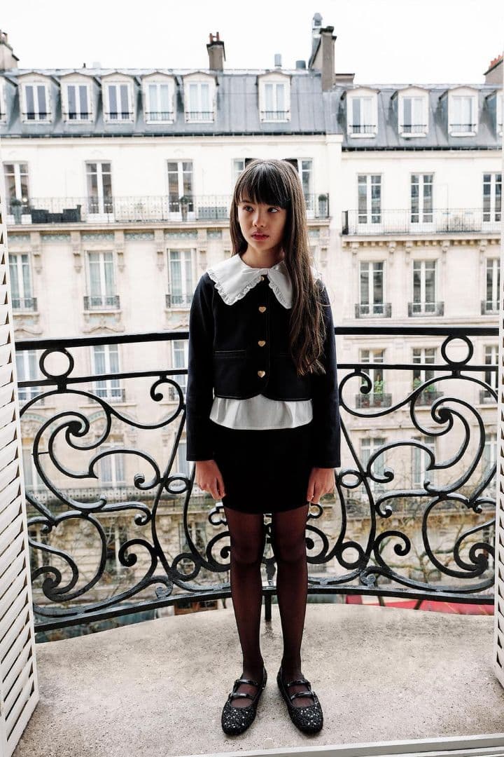 【新品未使用】ZARAキッズ ハートジャケット、スコート&ボウタイシャツ 164