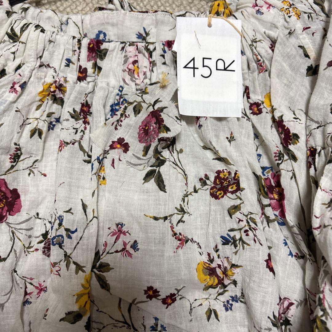 45アール　ガーゼアンティークフラワー　ブラウス　美品