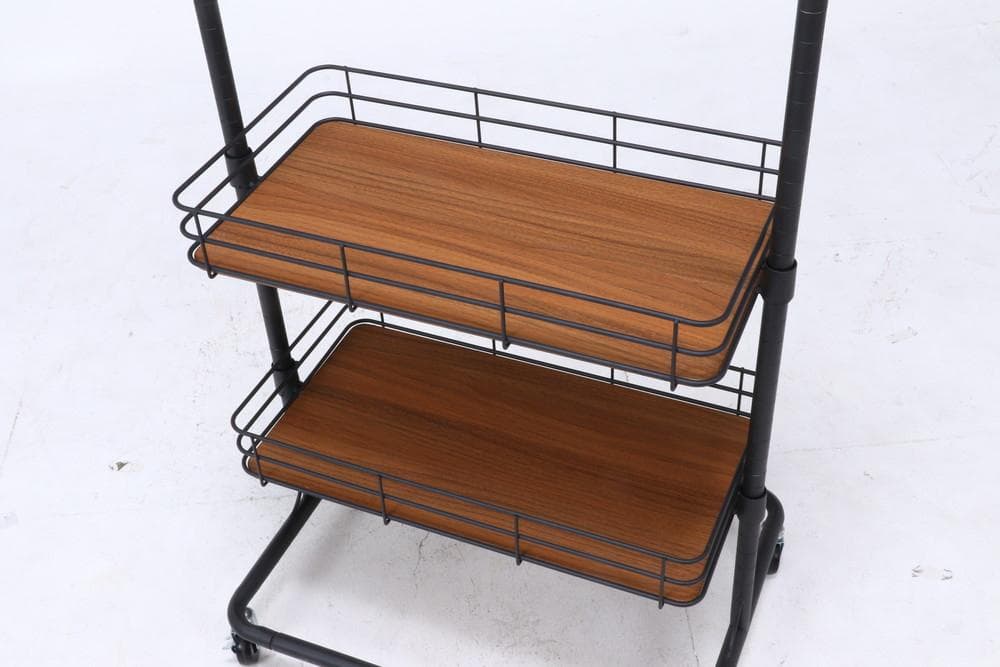 ハンガーラック　ＢＫ 　ブラック　スチールと木板がかっこいい幅60cm