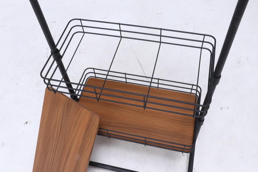 ハンガーラック　ＢＫ 　ブラック　スチールと木板がかっこいい幅60cm