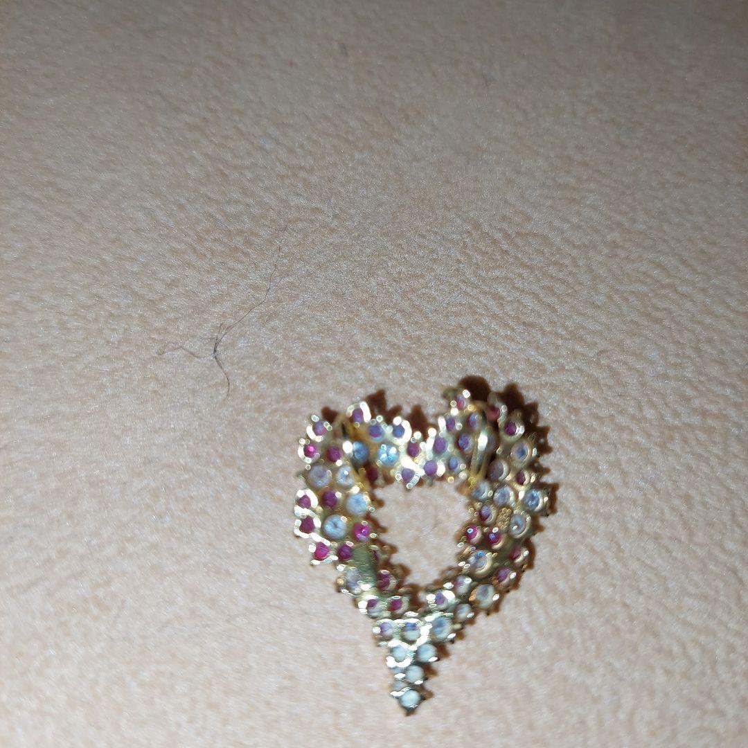 ハート型 18金ルビー&ホワイトサファイアトップピンク ホワイト4g