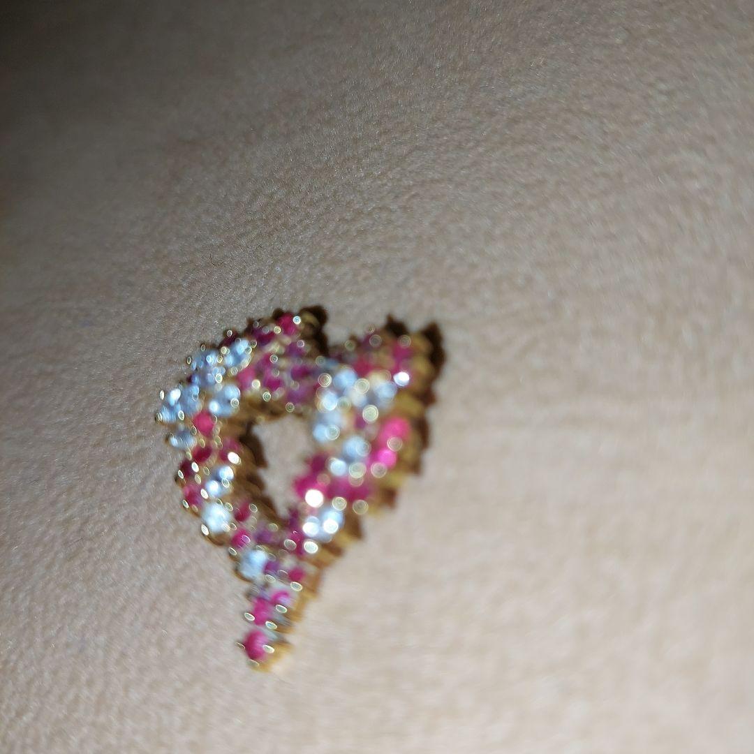 ハート型 18金ルビー&ホワイトサファイアトップピンク ホワイト4g