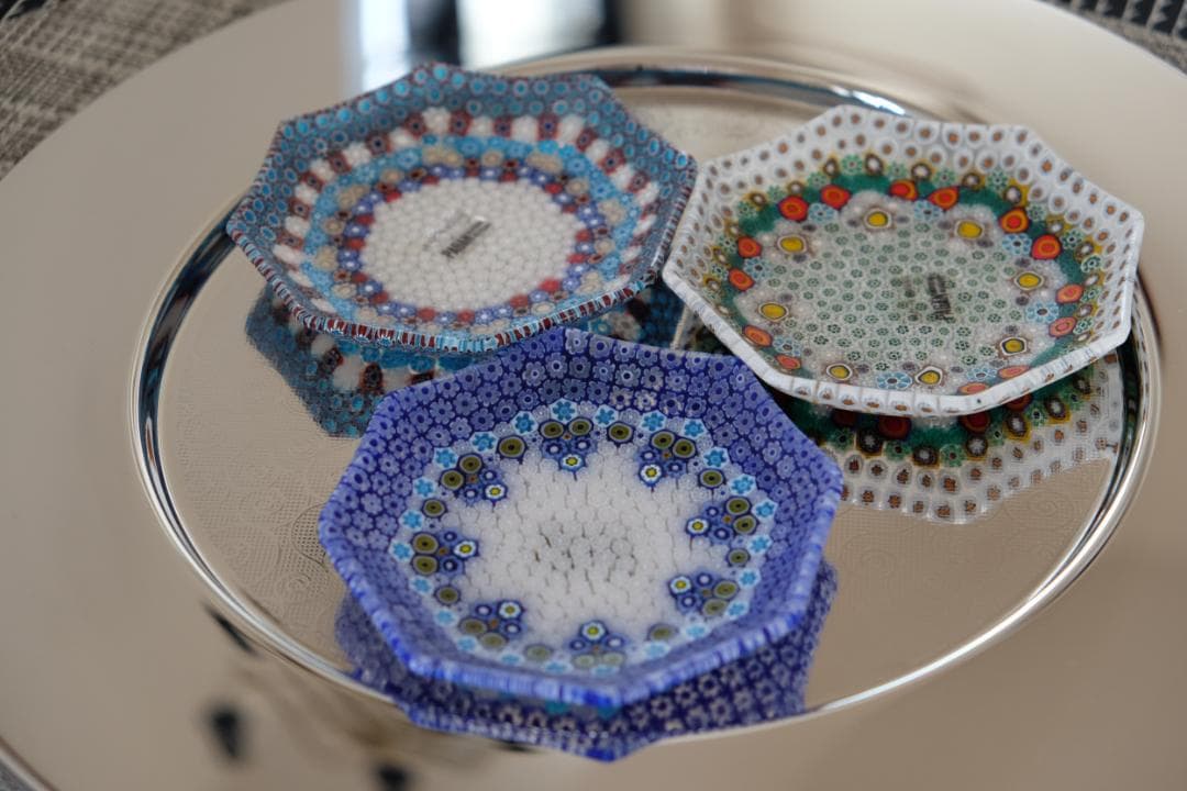 ベネチアンガラス ミルフィオリ プレート 検/メルハバ 飯塚亜裕子 江波冨士子