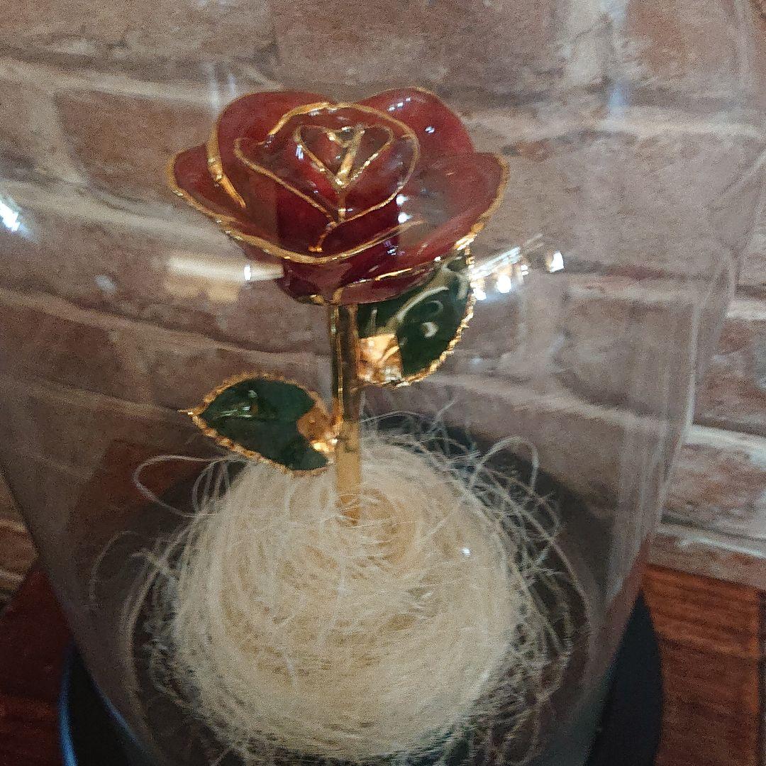 ガラスドーム 薔薇のオブジェ