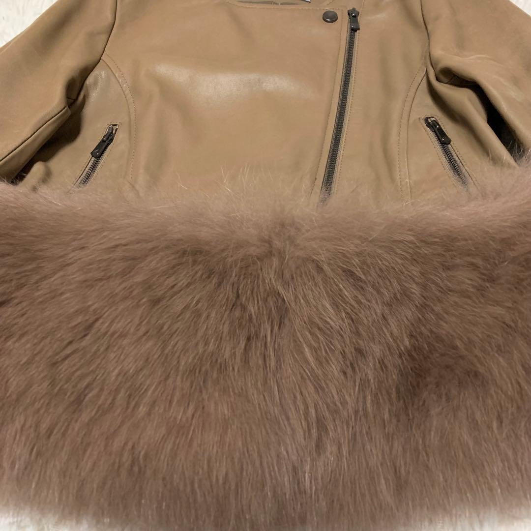 ダイアグラム ライダース ジャケット レザー 羊革 フォックスファー S