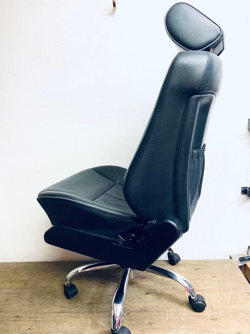 ベンツ 本革シート改 デスクチェア 電動リクライニング ヘッドレスト