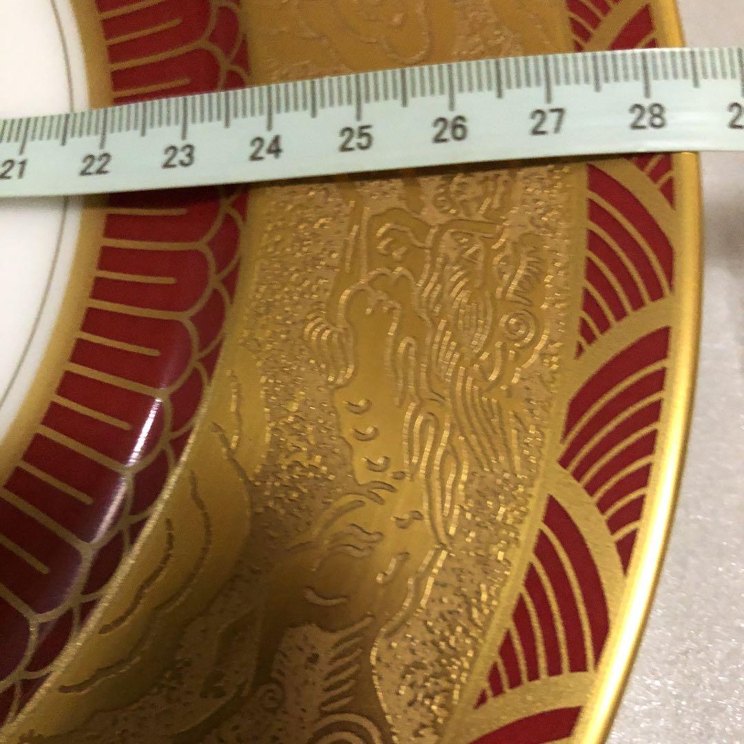 新品未使用　鳳凰、麒麟、蝶々、雲の大倉陶園大皿28センチ☆鳳凰飾りのヴィンテージ