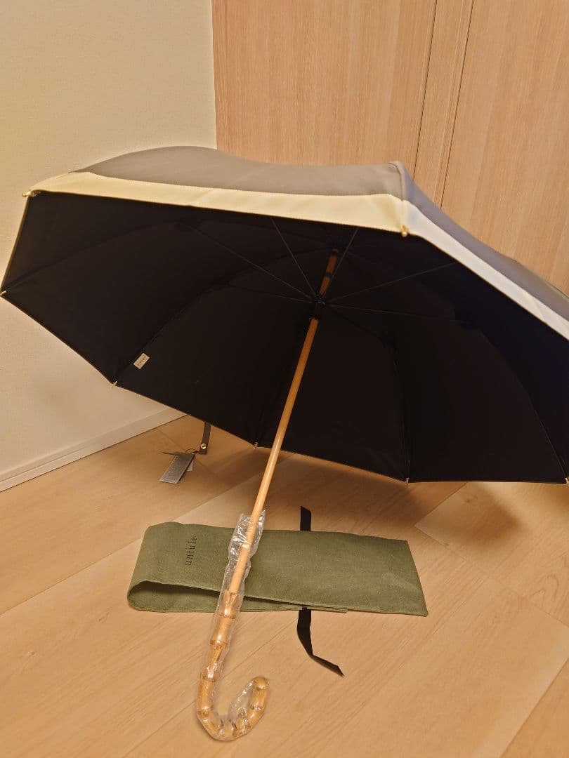 untule 日傘 長傘M バイカラー　ダークグレー/アイボリー