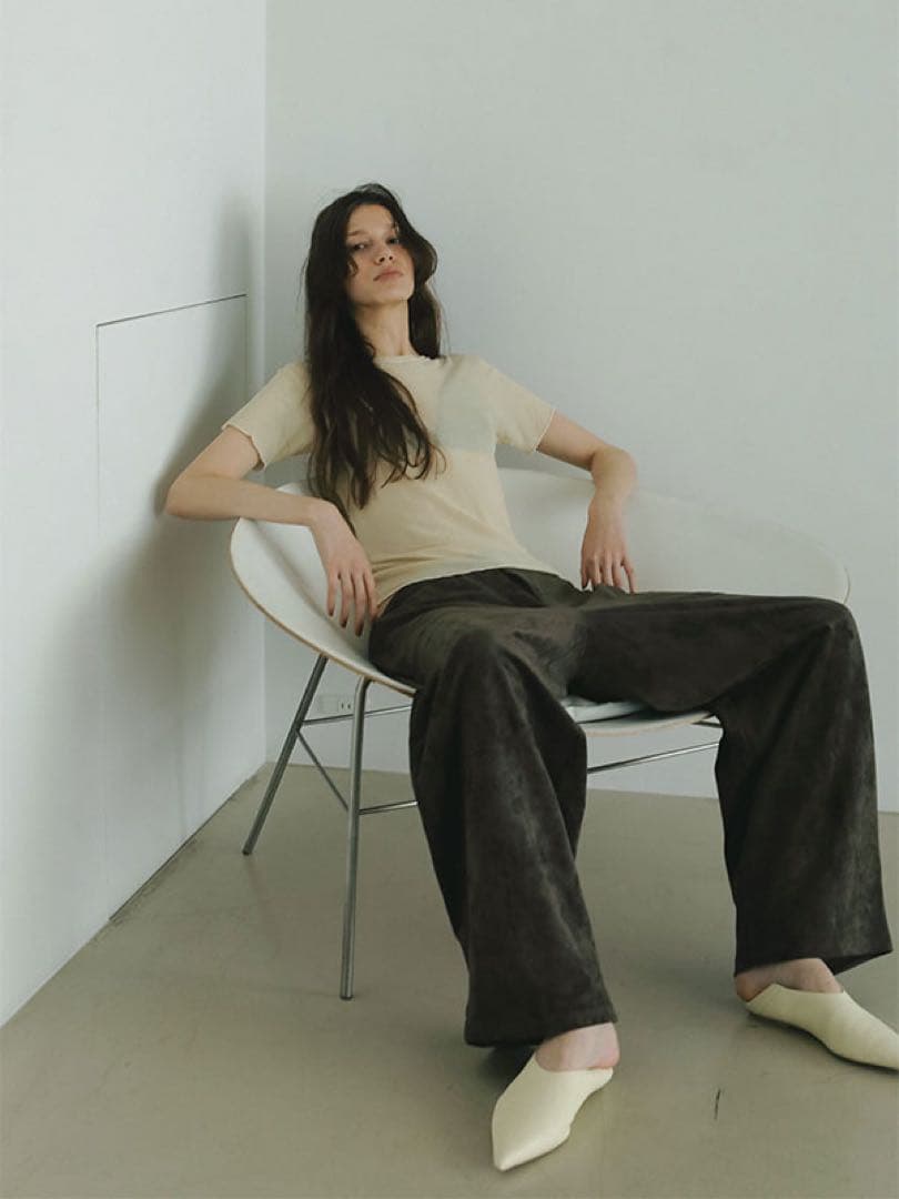 ETRE TOKYO クリーム色 ポインテッドレザースリッポン 37