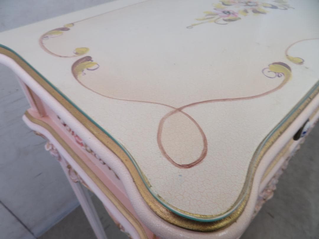 美品■ロココ■姫家具■花柄■ガラスキャビネット■ディスプレイケース■飾り棚■