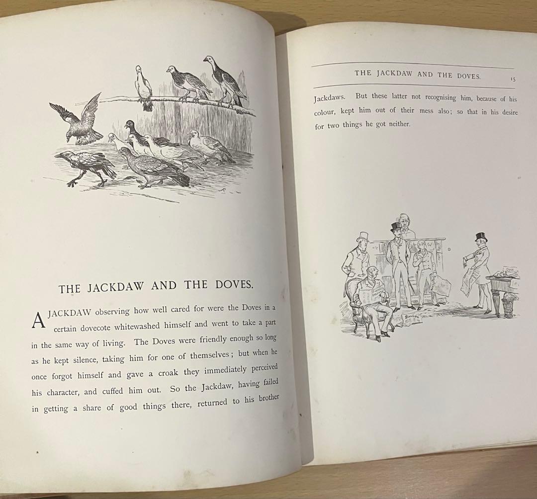 No.428 希少 アンティーク 古書 洋書 絵本 ビクトリア イソップ 童話