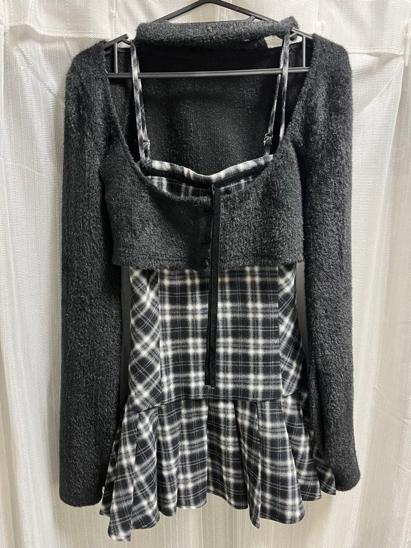 bunnylis ファーボレロ×チェックミニワンピ