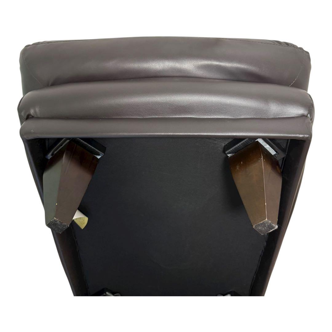 【関家具】レザーオットマン スツール 焦げ茶 合皮 モダンデザイン