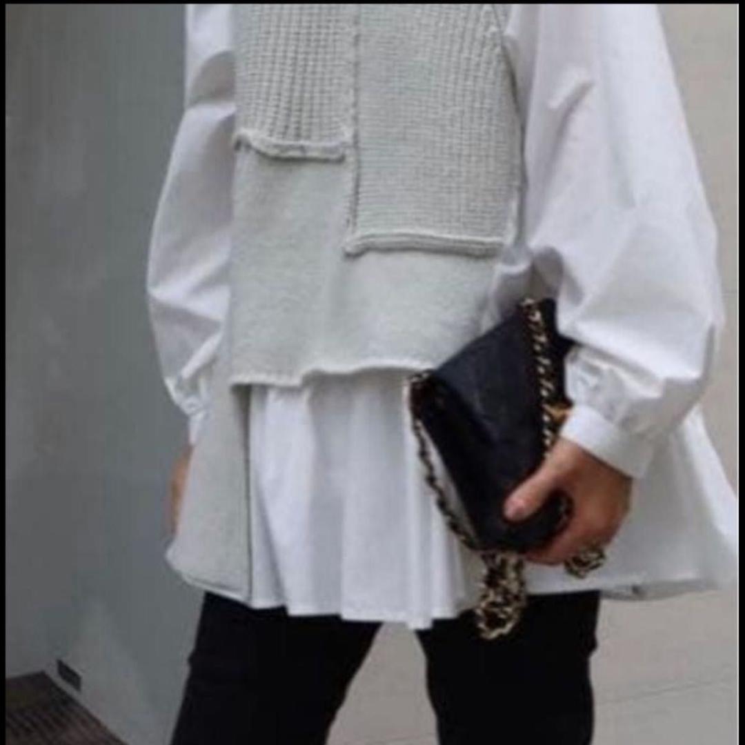 極美品 フレアドッキングシャツニット アルパカ混 プルオーバー フリーサイズ