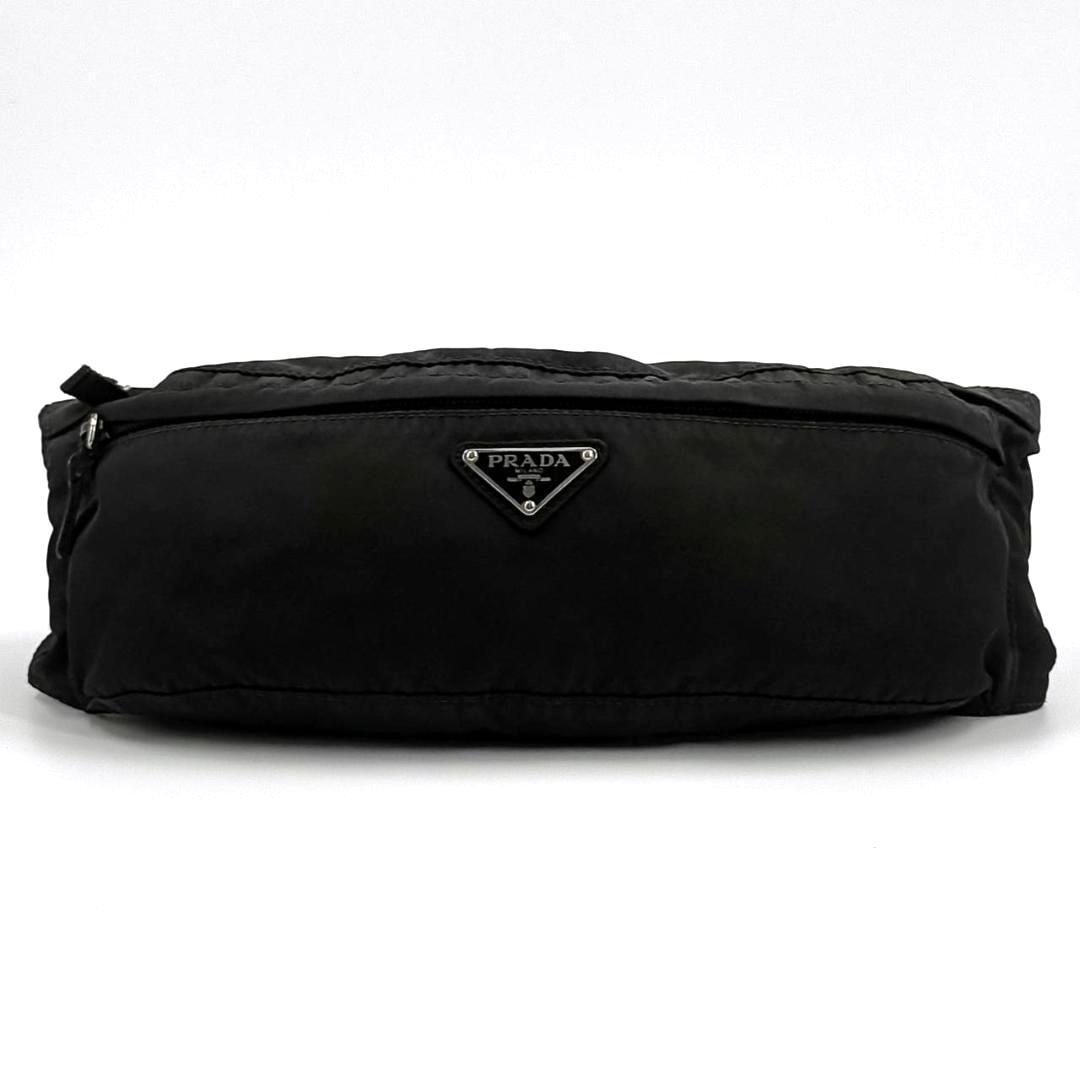 人気希少✨プラダ ウエストポーチ ボディバッグ ナイロン 三角ロゴ 黒 白タグ