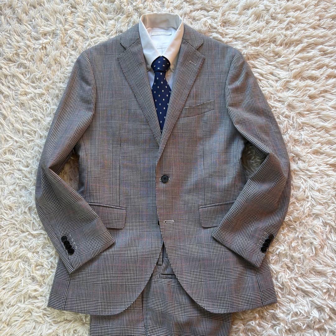 美品 ブレイザーズバンクドットコム セットアップ 英国製生地ムーン グレー M