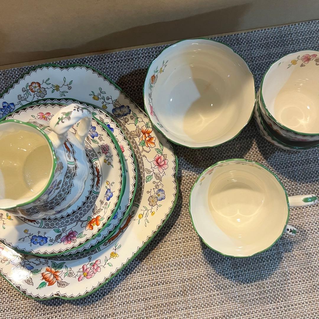 spode チャイニーズローズ　トリオ4点、ミルクジャグ、シュガーボウル、大皿