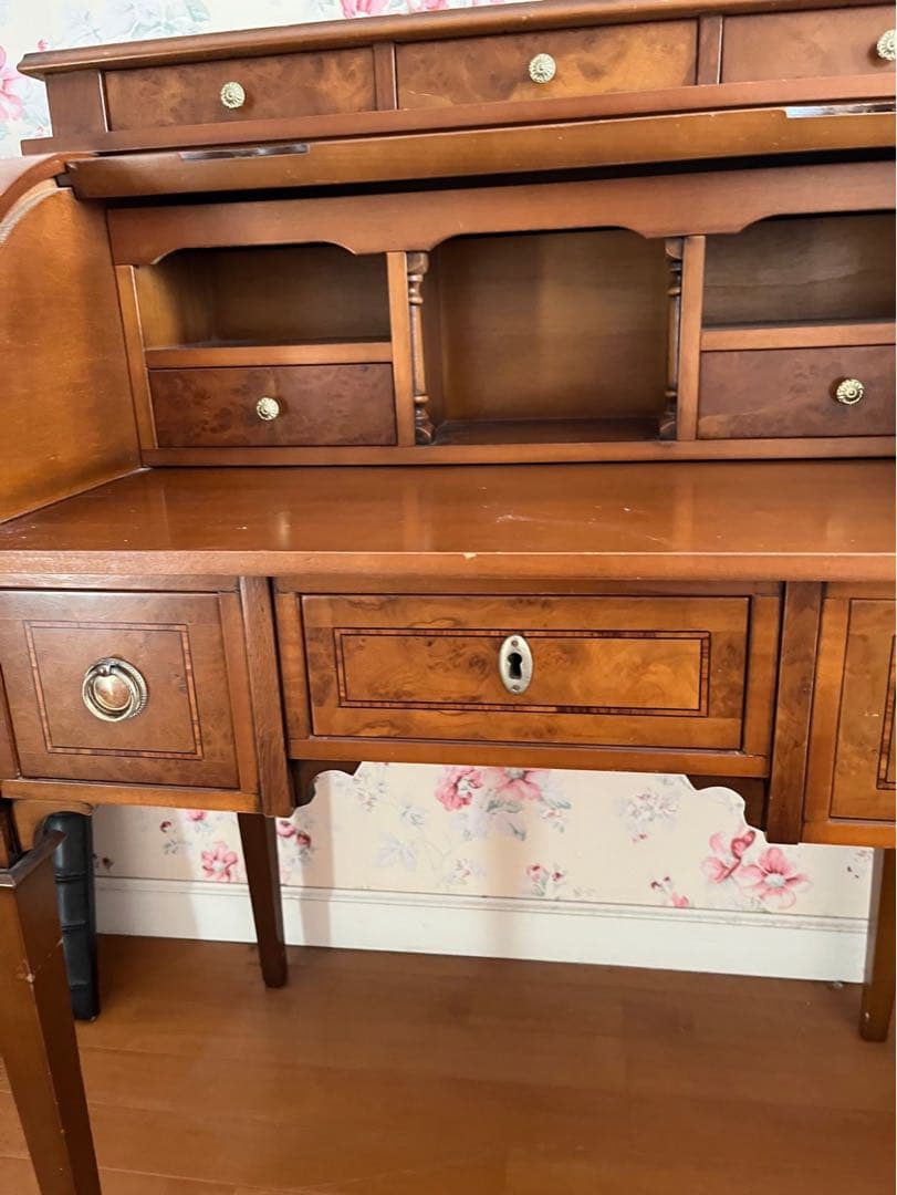 【高級イタリア製】ライティングビューロー デスク ブラウン