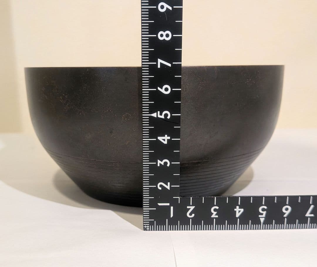 唐銅風炉師『福島宗秀』而妙斎好写　砂張筋建水　茶道具　共箱共布