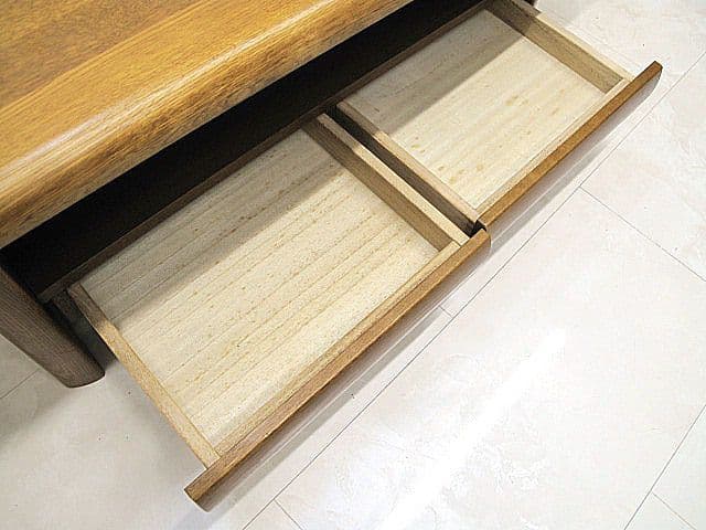 【美品】浜本工芸 楢材センターテーブル 引き出し2杯 　リビングテーブル