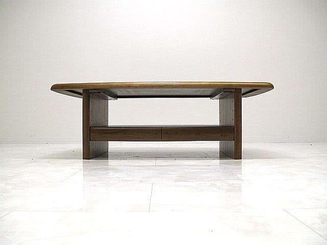 【美品】浜本工芸 楢材センターテーブル 引き出し2杯 　リビングテーブル