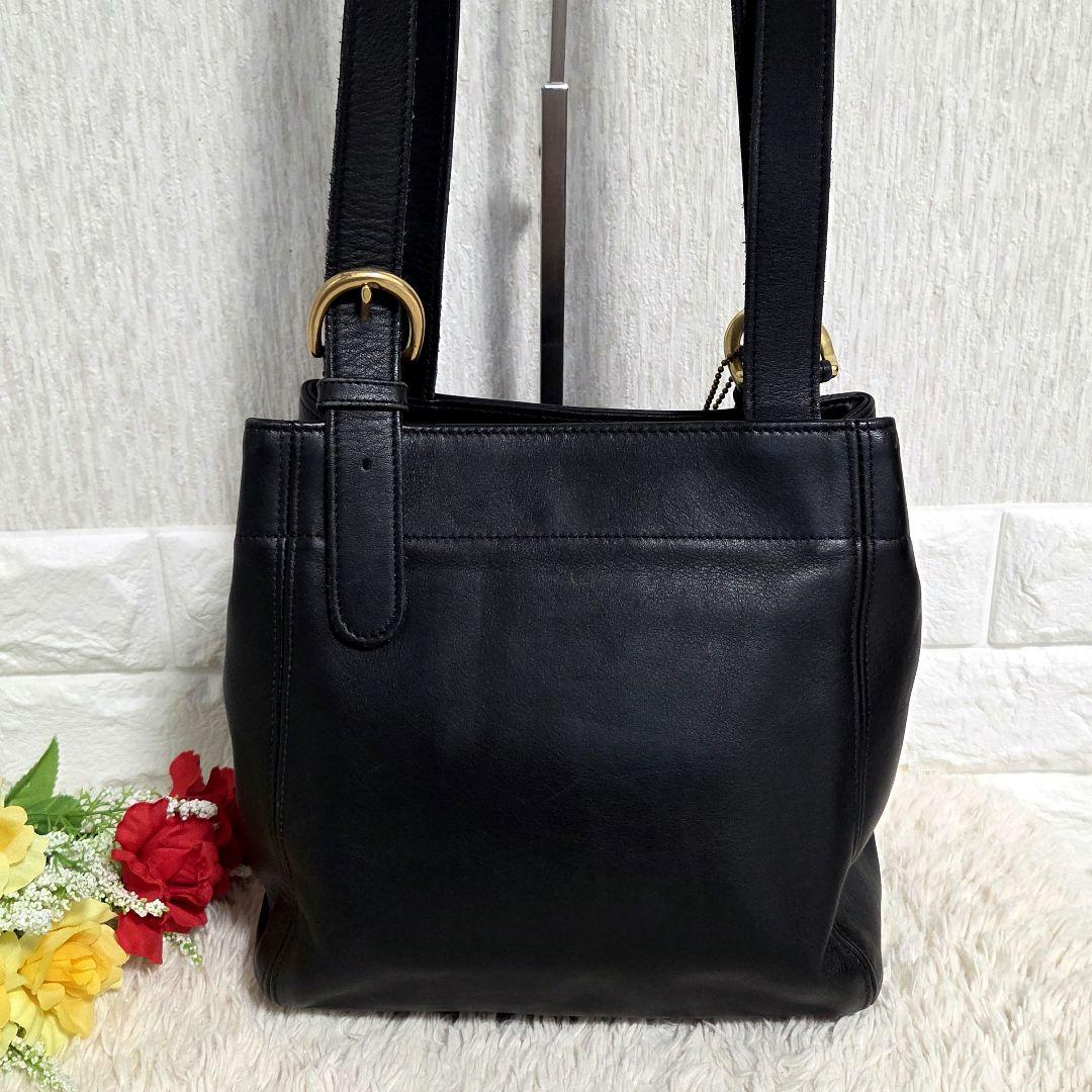 COACH オールドコーチ　ワンショルダーバッグ　トートバッグ　レザーブラック