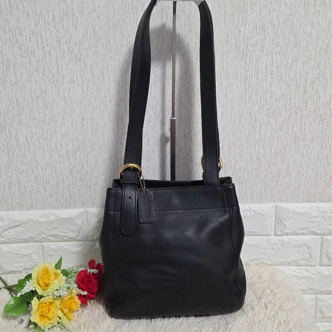 COACH オールドコーチ　ワンショルダーバッグ　トートバッグ　レザーブラック