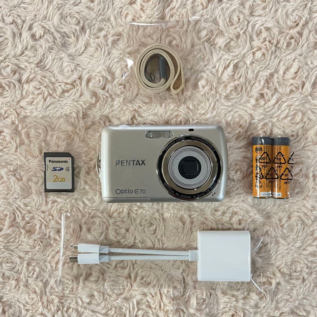 美品✨PENTAX Optio E70✨動作確認済 スマホ転送OK 単三電池♪