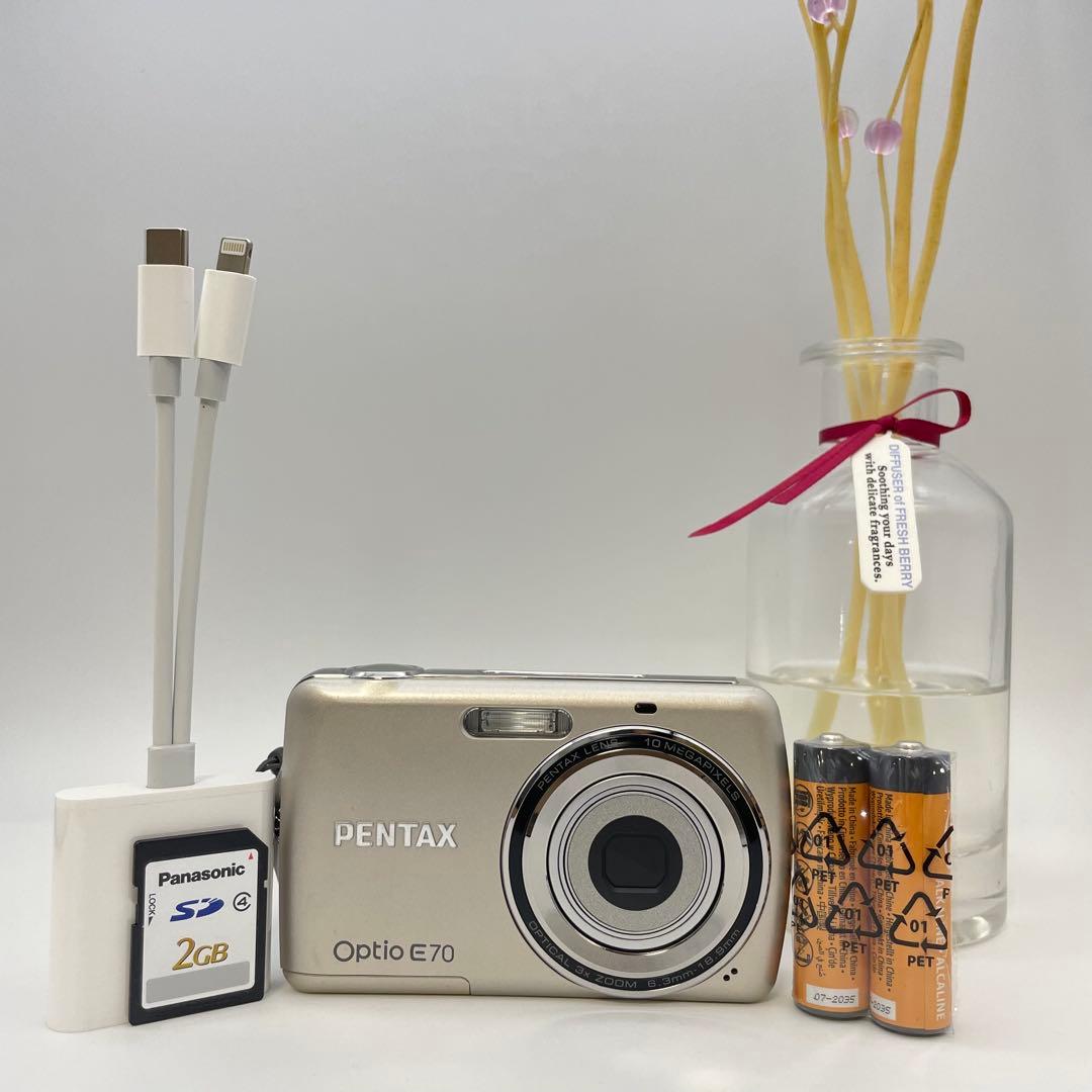 美品✨PENTAX Optio E70✨動作確認済 スマホ転送OK 単三電池♪