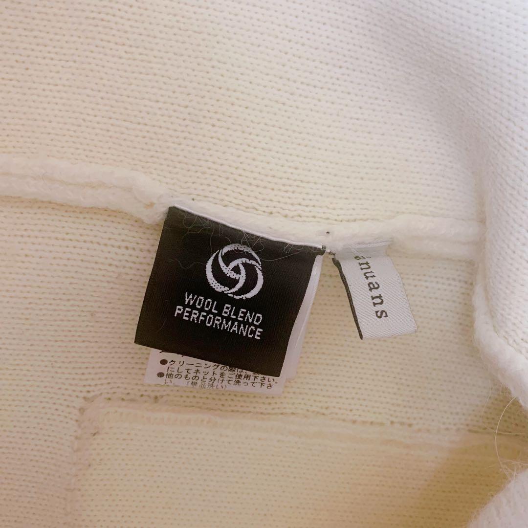 美品 ラクーンブレンドノーカラーニットジャケット　アイボリー