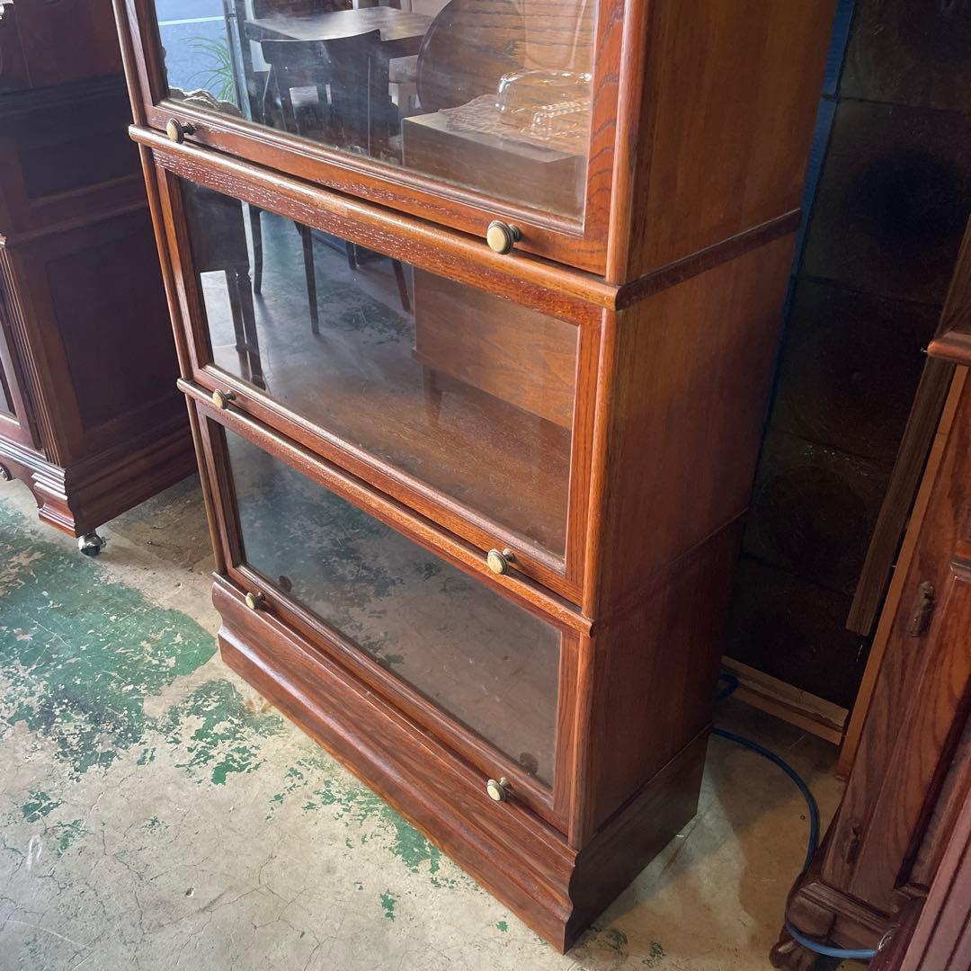 アメリカン・ヴィンテージガラスの跳ね上げ式スタッキングブックケース、・4段タイプ