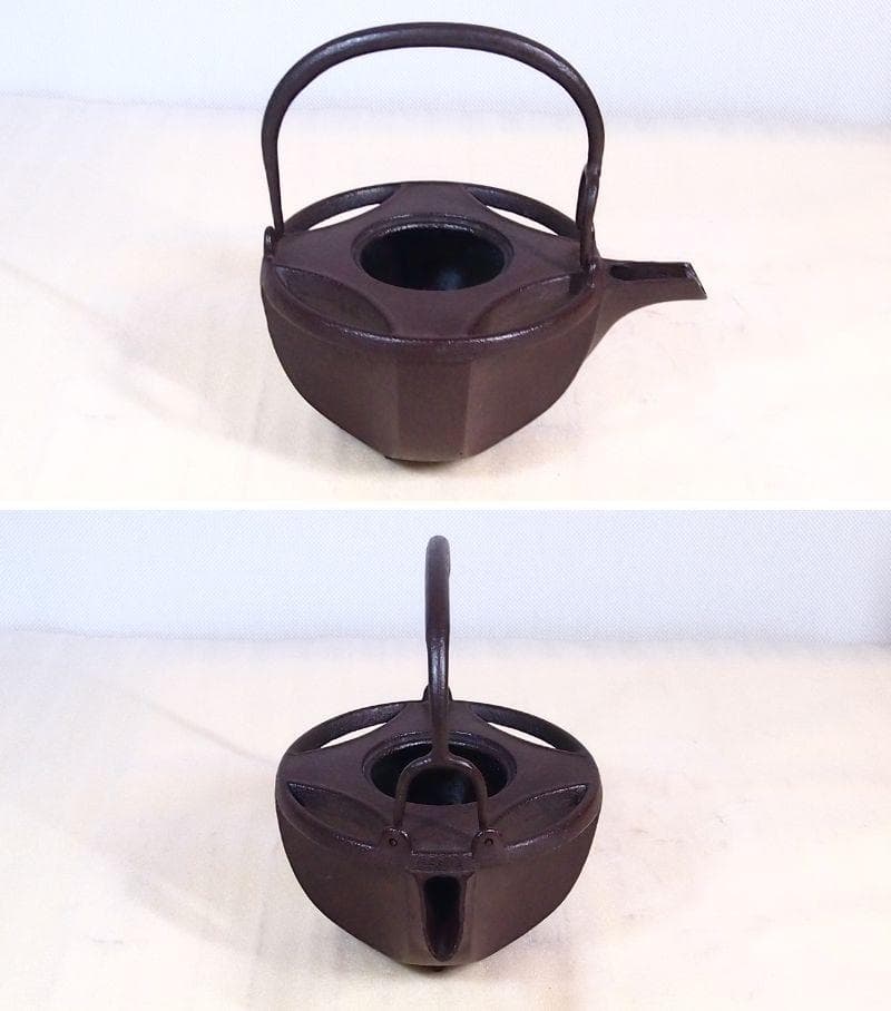 【未使用】佐藤浄清 七宝 銚子 山水染付替え蓋付き 酒次/酒注ぎ 酒器/鉄器