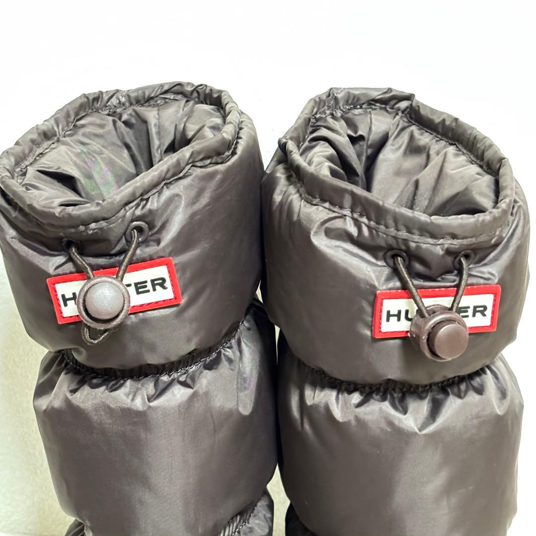 ほぼ新品 ☆ HUNTER スノー キルトブーツ UK4 ブラウン 上質 防水