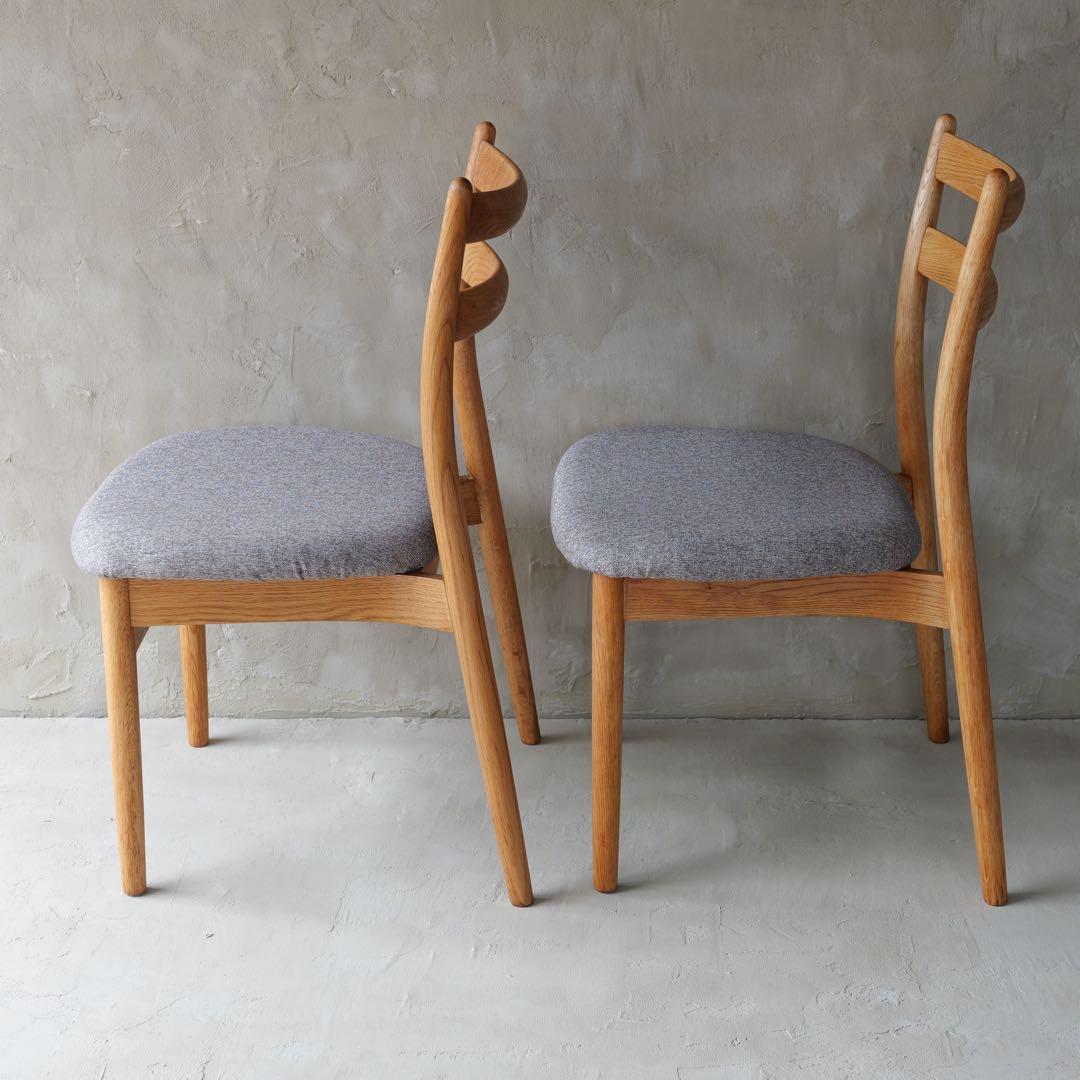 フルメンテ済　日進木工 スタッキングチェア オールドオーク2脚　全面研磨座面新品