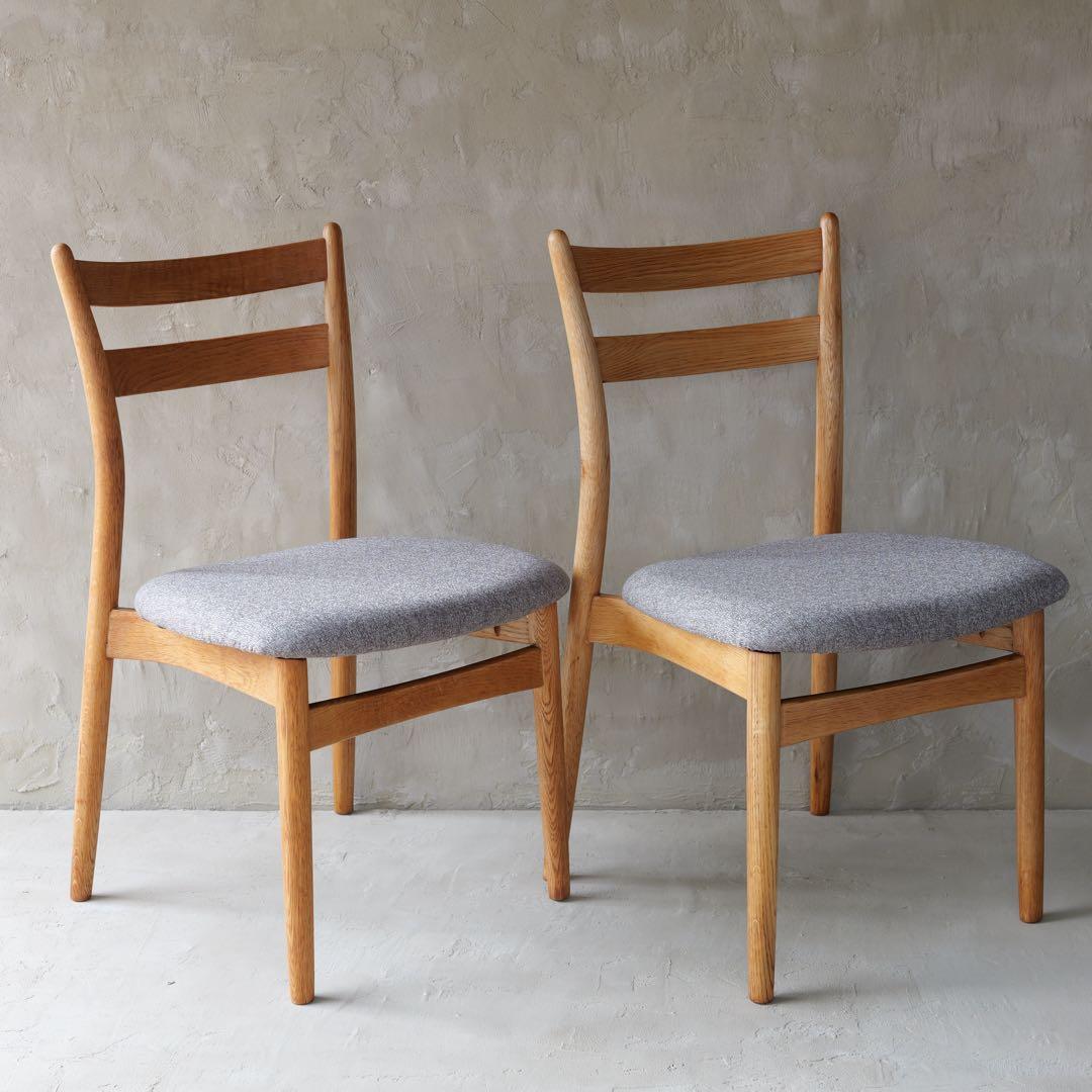 フルメンテ済　日進木工 スタッキングチェア オールドオーク2脚　全面研磨座面新品