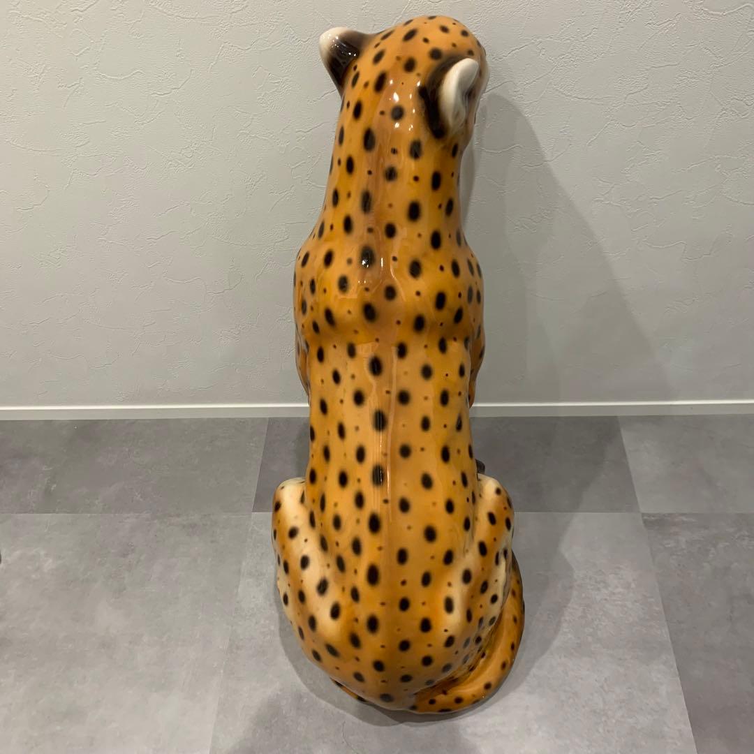 チーター レオパード パンサー ヒョウ ジャガー 陶器 置物 豹 オブジェ