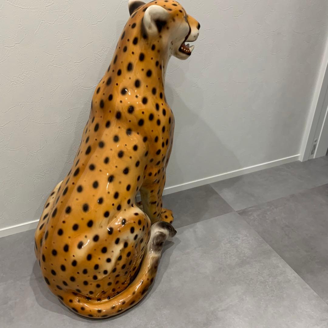 チーター レオパード パンサー ヒョウ ジャガー 陶器 置物 豹 オブジェ