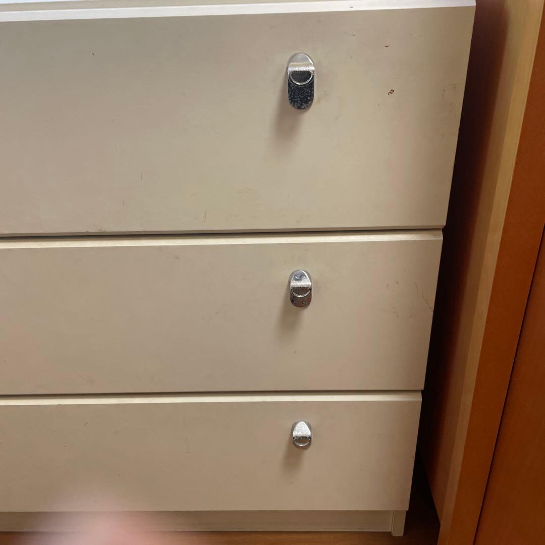 ホワイト木製チェスト 3段