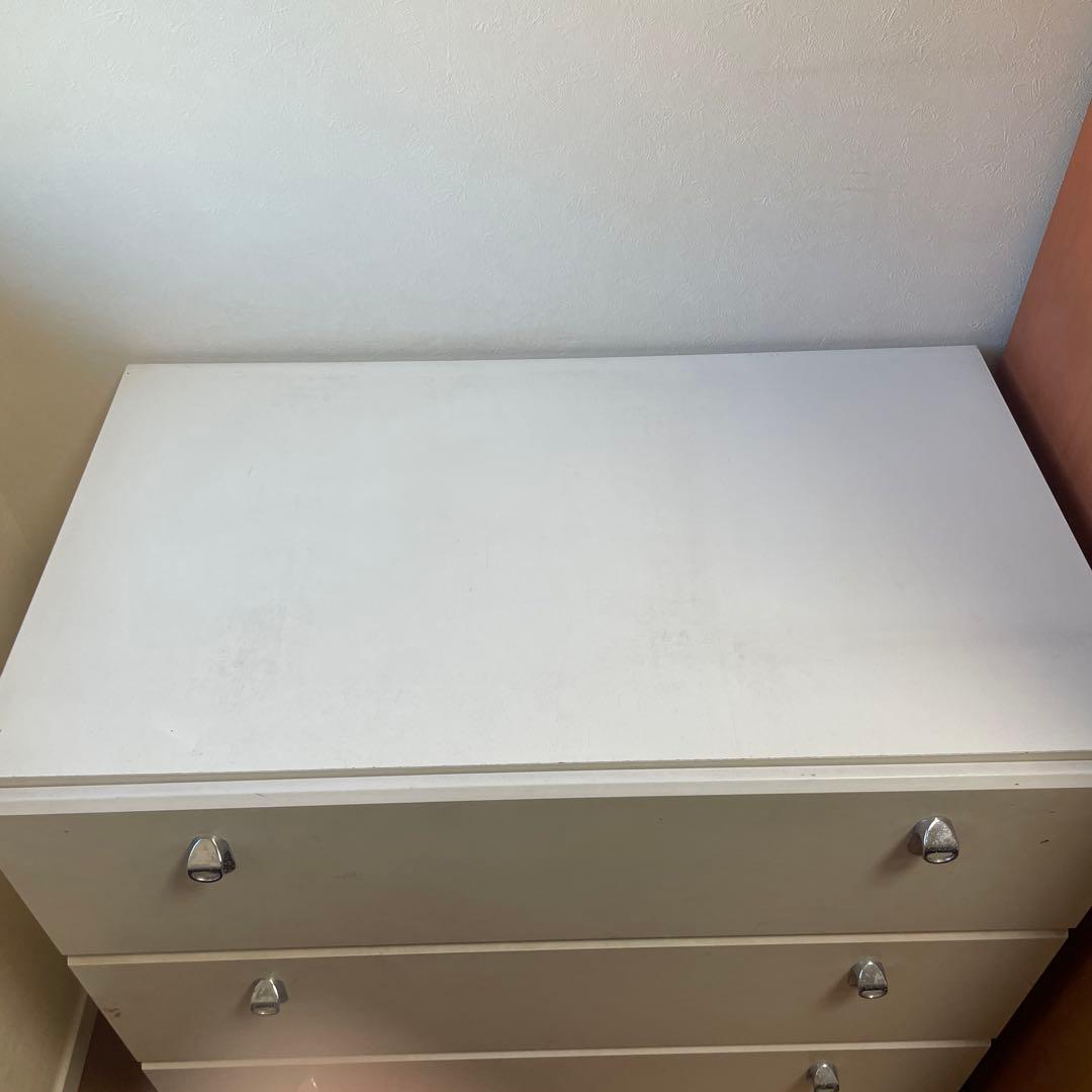 ホワイト木製チェスト 3段