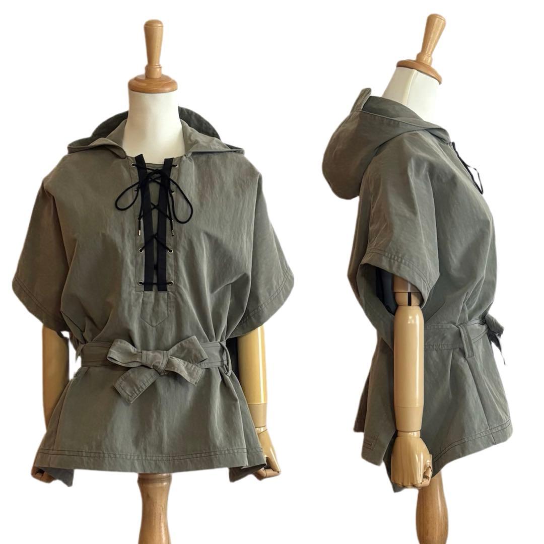 2点おまとめ【PINKO】 レースアップ 共布ベルト付き ポンチョ