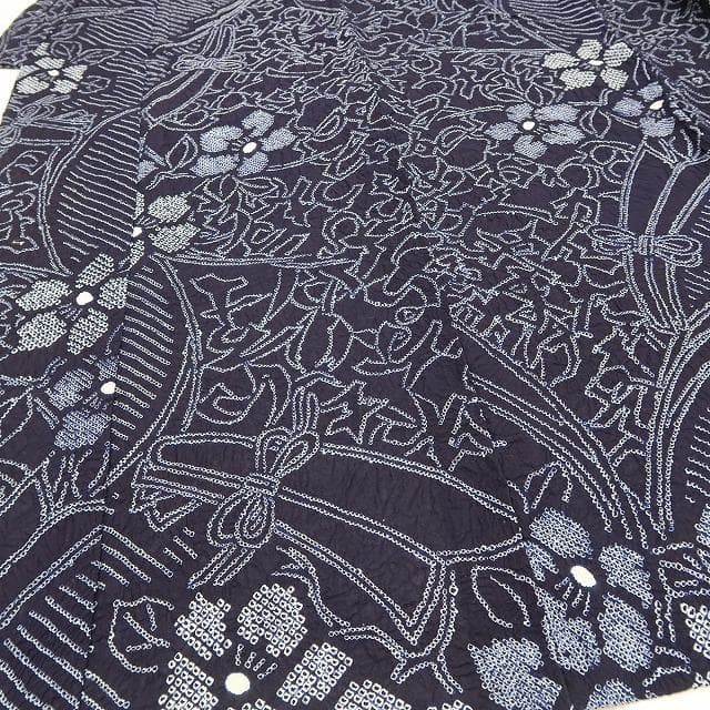 新品 有松鳴海絞り 夏着物 ”そっと忍ばせたひらがなの遊び心”高級浴衣 6563