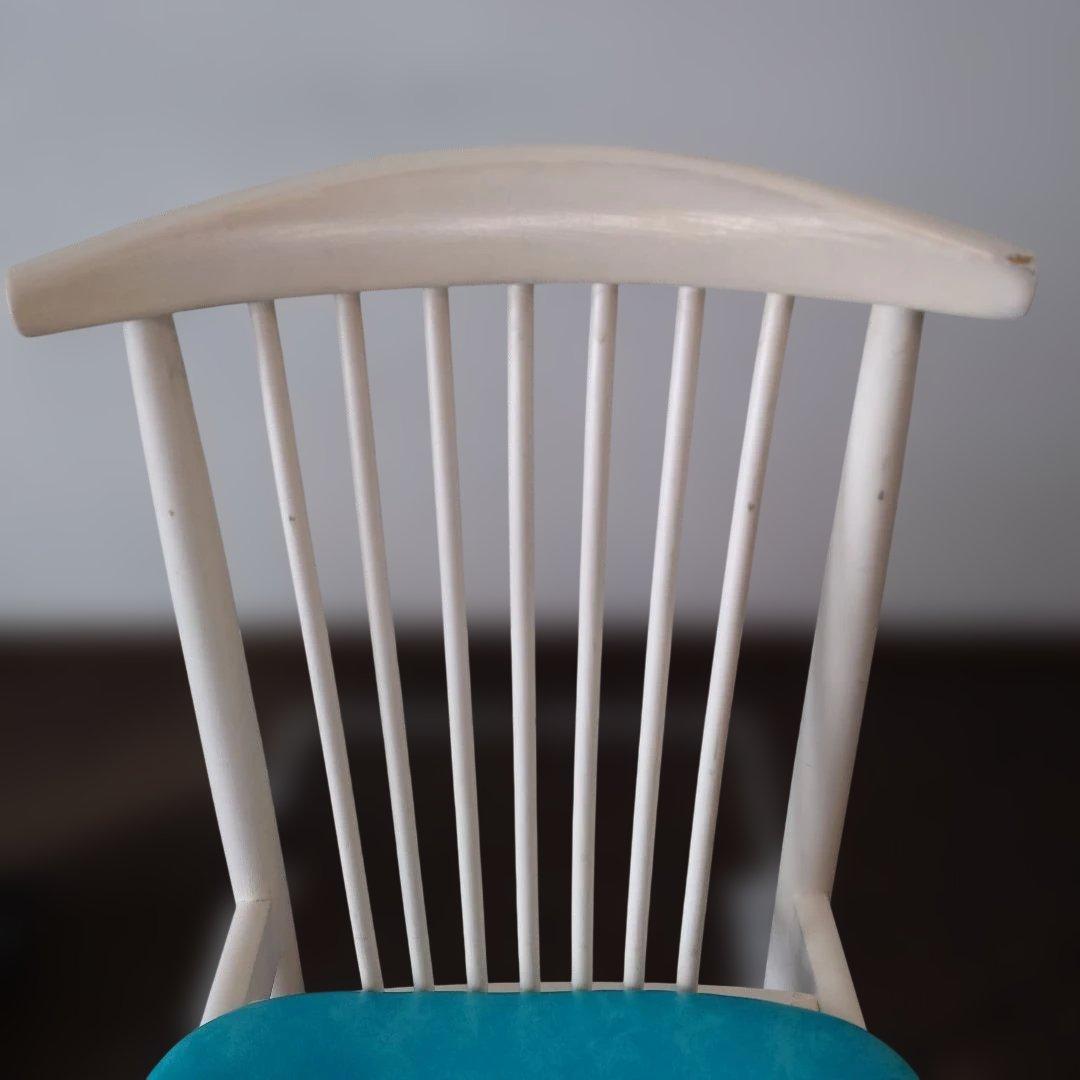 北欧風　レトロポップ　ダイニングチェア　ターコイズブルー　ミッドセンチュリー