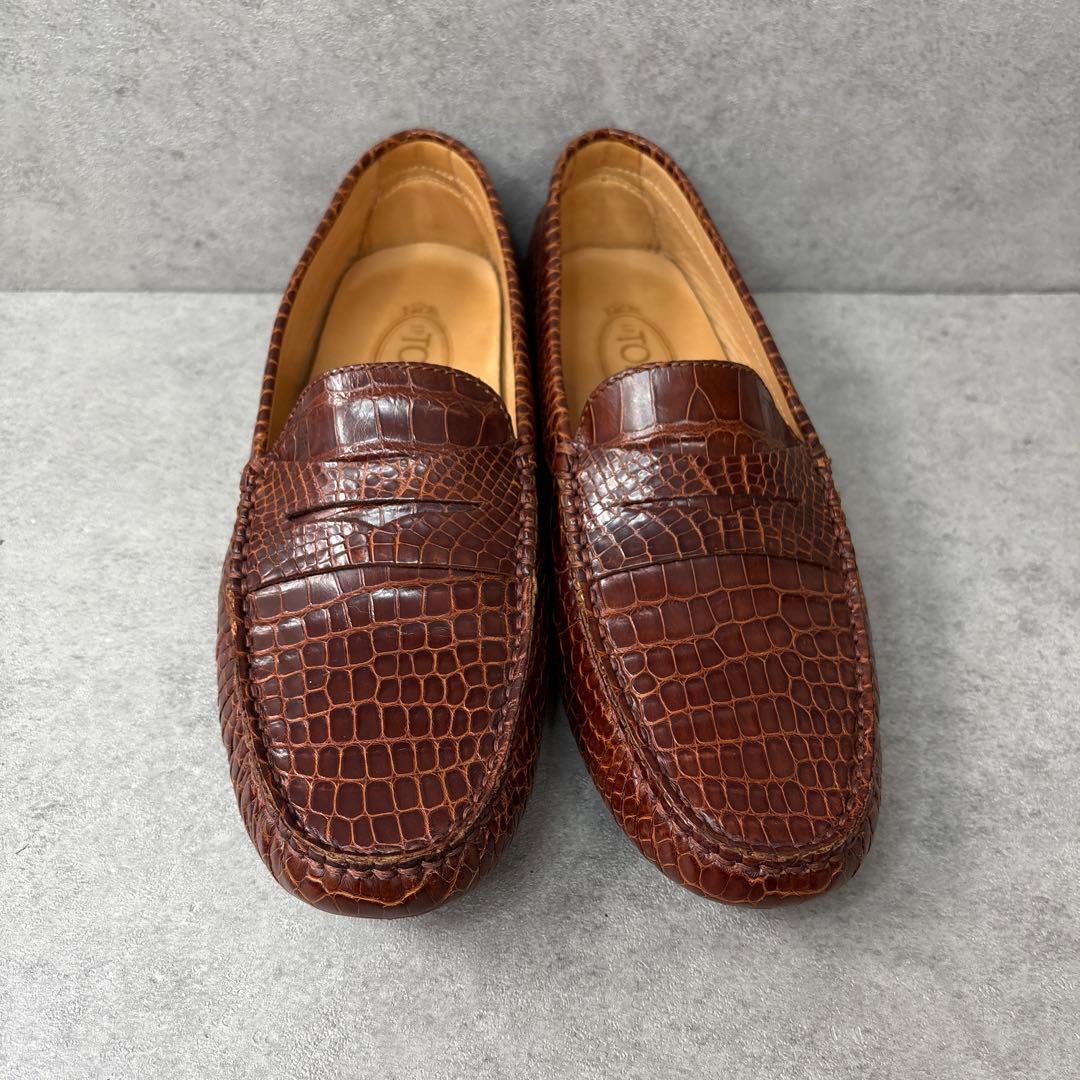 展示品希少！TOD'S トッズ　オールクロコダイル　最上級ドライビングシューズ