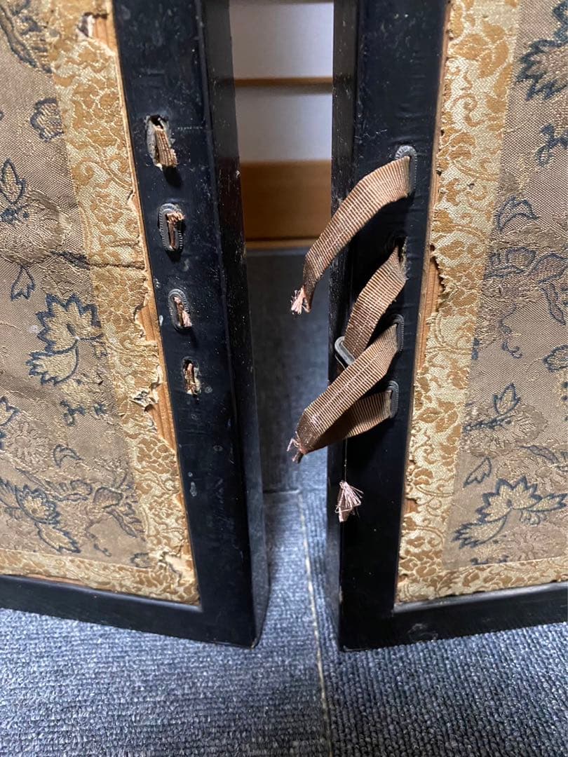 高級絹織屏風 特注 仕切 パーテーション 年代物 時代物 旧家引取品