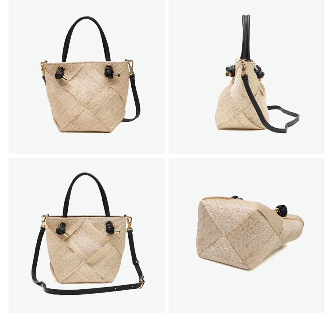 美品✨️VIOLAd'ORO かごバッグ ショルダーバッグ 天然素材 アバカ 本革