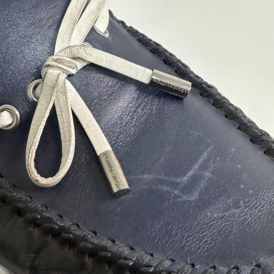 良品✨ルイヴィトン レザードライビングシューズ ネイビー 6 1/2