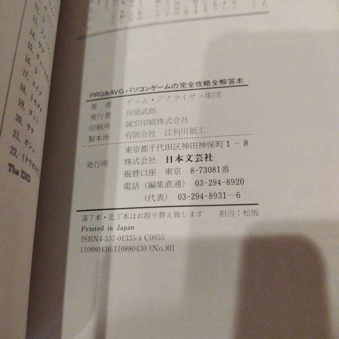 超希少本 RPG＆AVG完全攻略全解答本　レトロゲーム