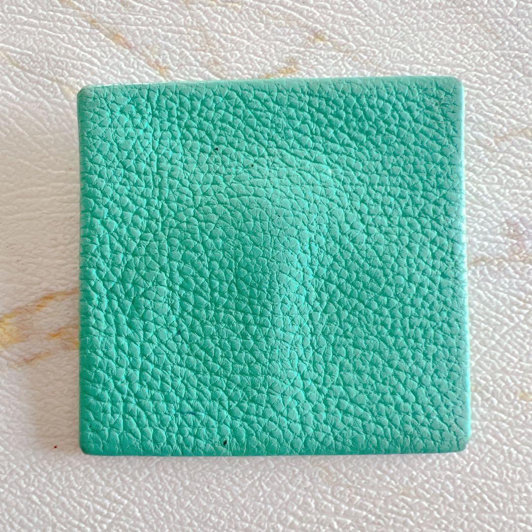 エルメス ケース バスティア グリーン ミント 美品 レザー Ｋ刻印