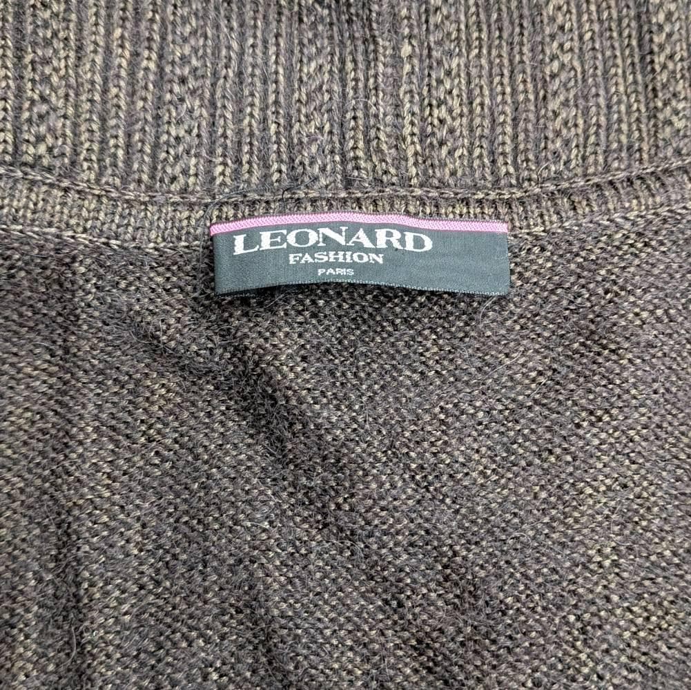 【美品】LEONARD レオナール カーディガン ブラウン 花柄 ＬＬ